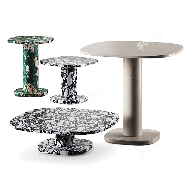 Designer Paola Navone Marble Garden Table 3D model image 1