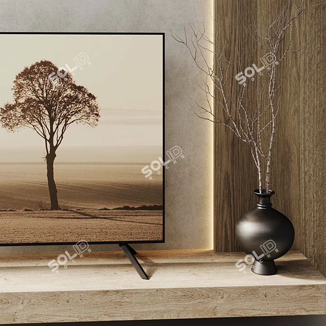 Minimalist TV Wall Decor 3D model image 5