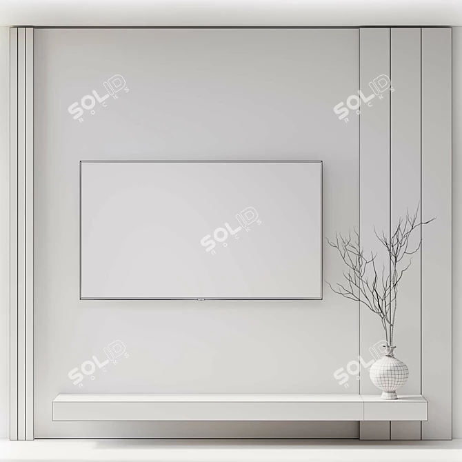 Minimalist TV Wall Decor 3D model image 6