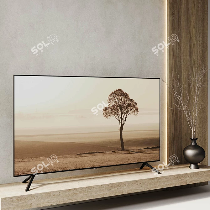 Minimalist TV Wall Decor 3D model image 8