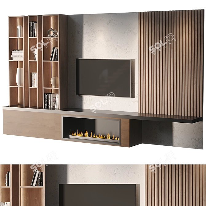 Modern TV Wall Set Furniture 3D model image 1