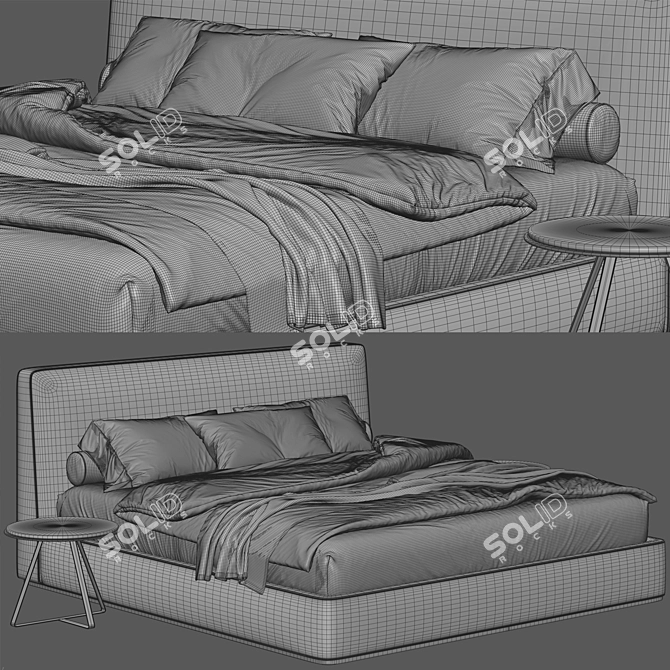 Luxury Minotti Powell Bed 3D Model 3D model image 4