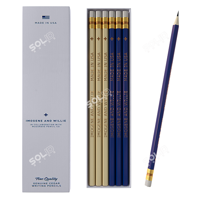 Modern Pencil Set 12-Pack 3D model image 1