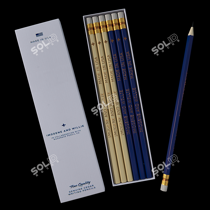 Modern Pencil Set 12-Pack 3D model image 2