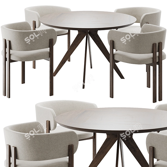 Modern Bay Dining Chair Set 3D model image 1