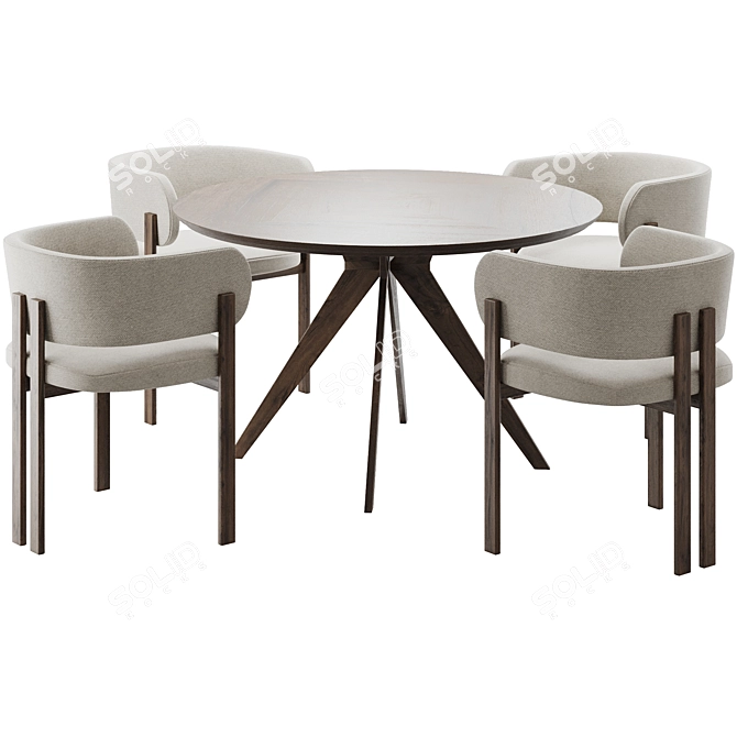 Modern Bay Dining Chair Set 3D model image 2