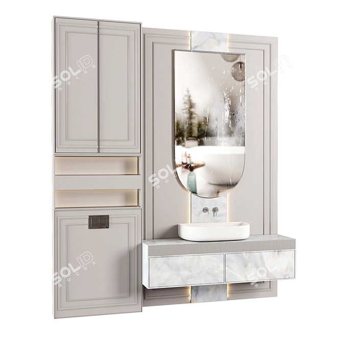 Modern Bathroom Furniture Set 3D model image 1