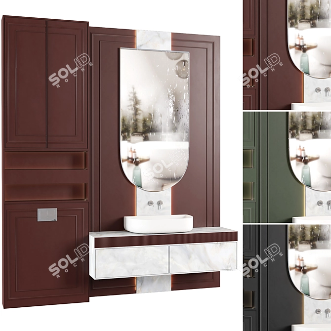 Modern Bathroom Furniture Set 3D model image 3