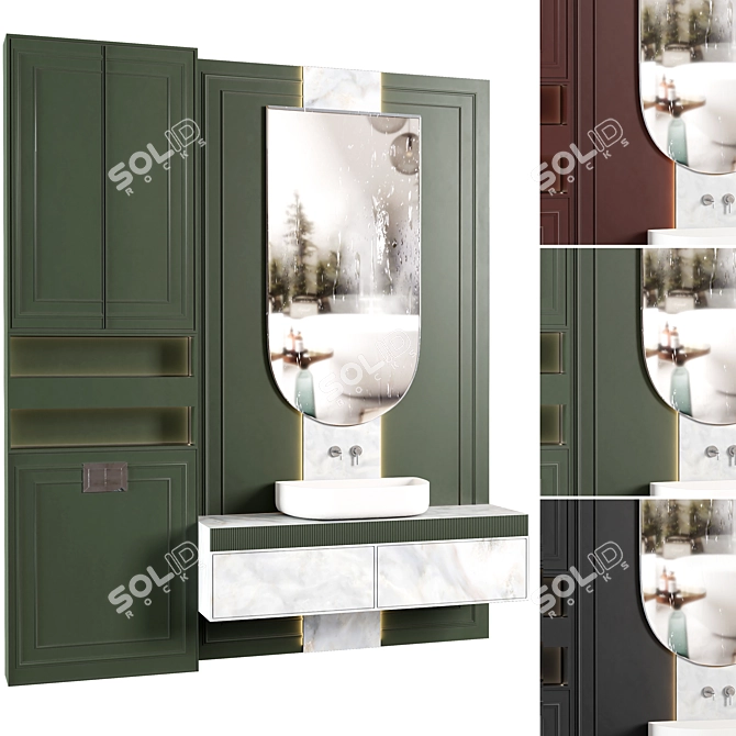 Modern Bathroom Furniture Set 3D model image 4