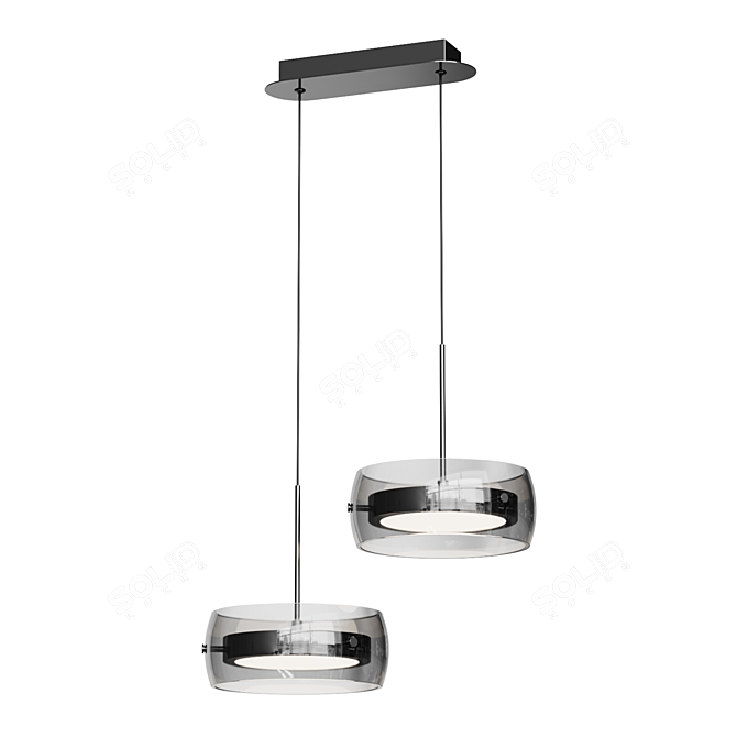 Glass-Rimmed Metal Pendant Light 3D model image 1