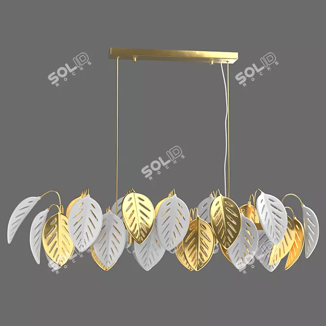 Tropical Leaf Chandelier Gold Whit 3D model image 1