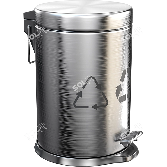 Sleek Metal Trash Can 3D model image 1