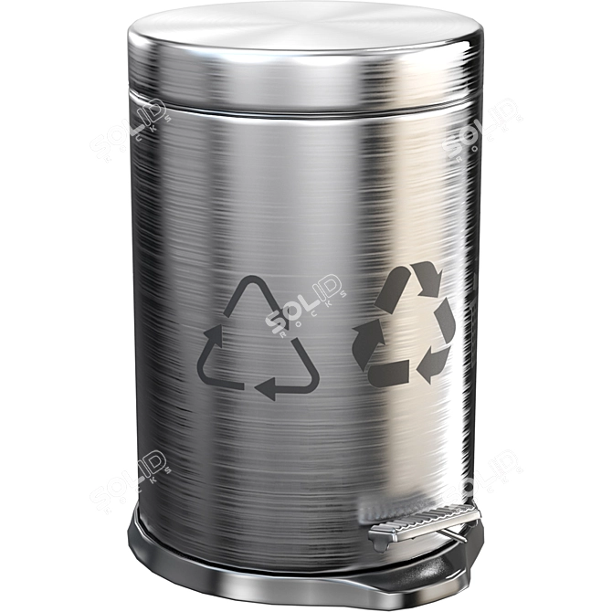 Sleek Metal Trash Can 3D model image 3