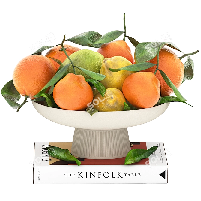 Citrus Fruits Bowl 3D Model 3D model image 1