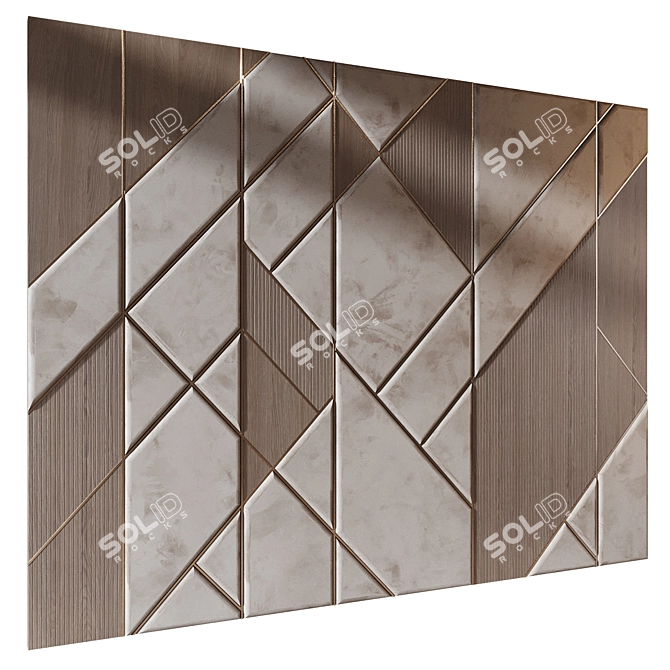 Bespoke Wood Fabric Wall Panels 3D model image 3