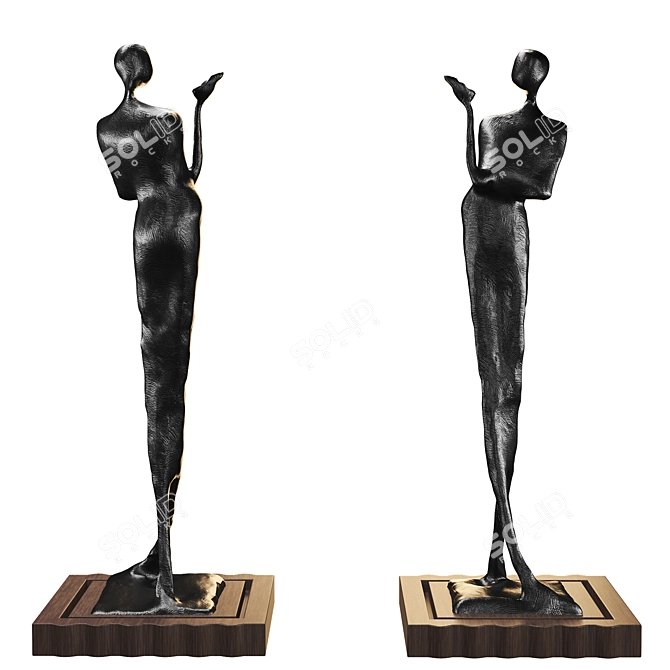 Elegant Women Statue Sculpture 3D model image 1