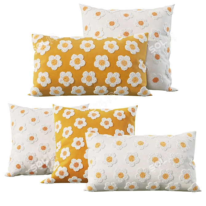 Floral Cushion Set - Various Sizes 3D model image 1