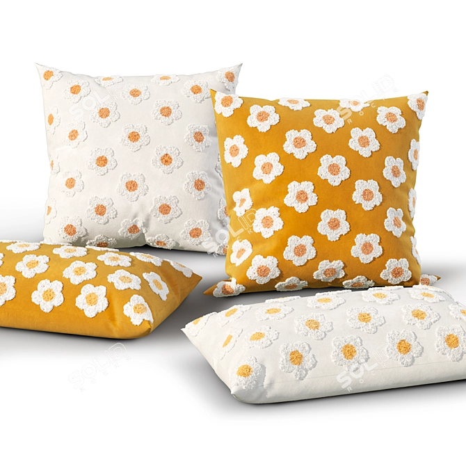 Floral Cushion Set - Various Sizes 3D model image 2