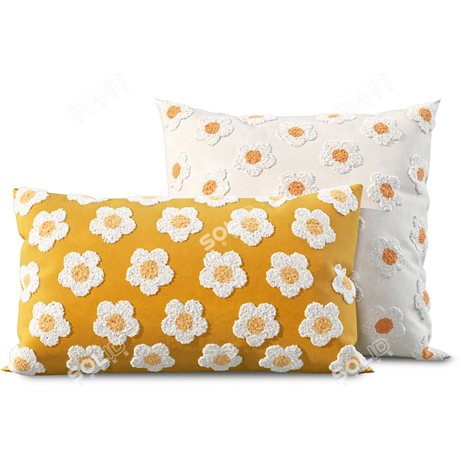 Floral Cushion Set - Various Sizes 3D model image 3