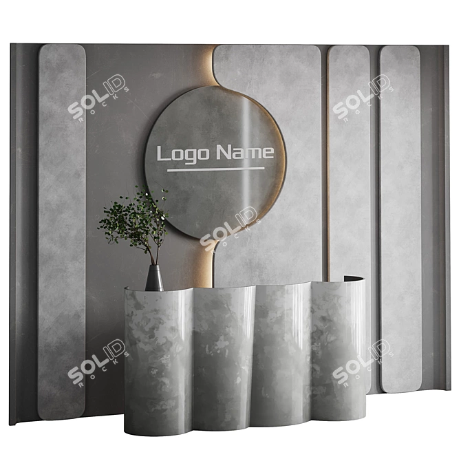 Modern Office Reception Desk Set 3D model image 1