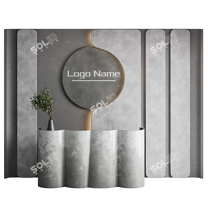 Modern Office Reception Desk Set 3D model image 2