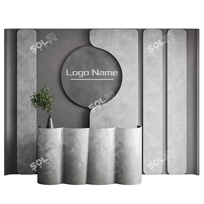 Modern Office Reception Desk Set 3D model image 3