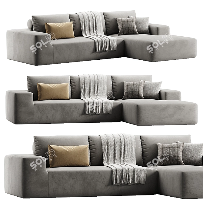 Versatile Modular Sectional Sofa Set 3D model image 1