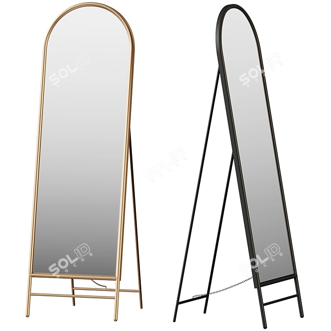 Vintage Elegance Arched Floor Mirror 3D model image 1