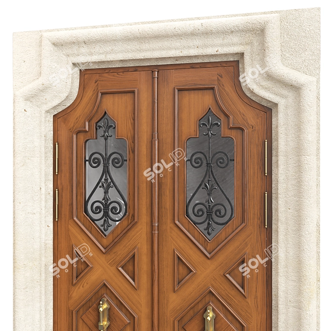 Classic Door 3D Model 1450mm 3D model image 4