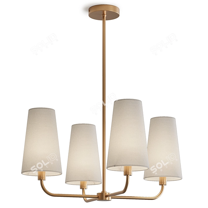 French Art Deco Chandelier with White Shades 3D model image 3