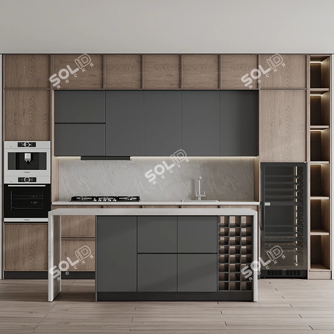 Modern Bosch Kitchen Appliance Set 3D model image 1