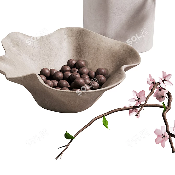 Abstract Cherry Blossom Sculpture Set 3D model image 4