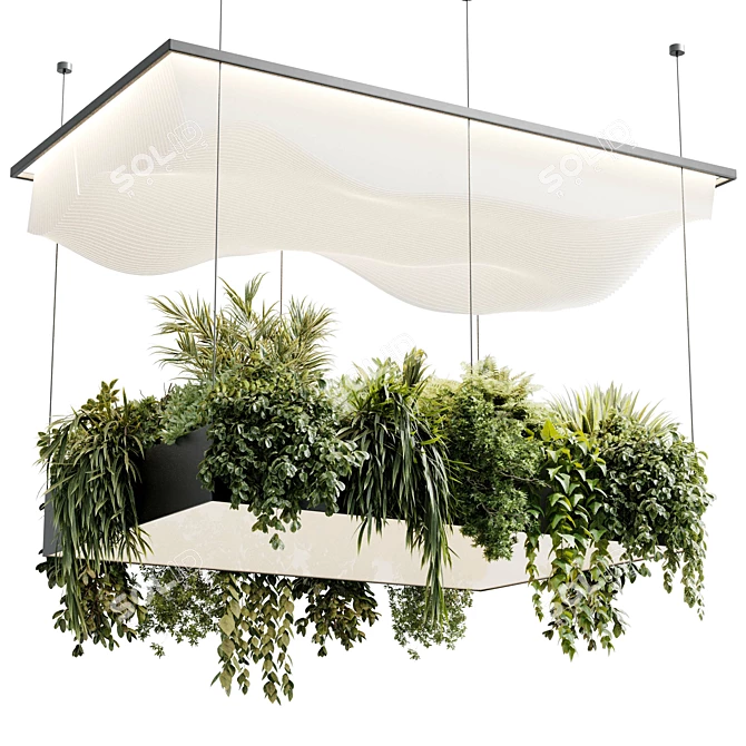 Illuminated Rectangle Plant Pendant Lighting 3D model image 1