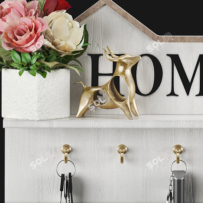 Modern Wall-Mounted Key Holder 3D model image 2