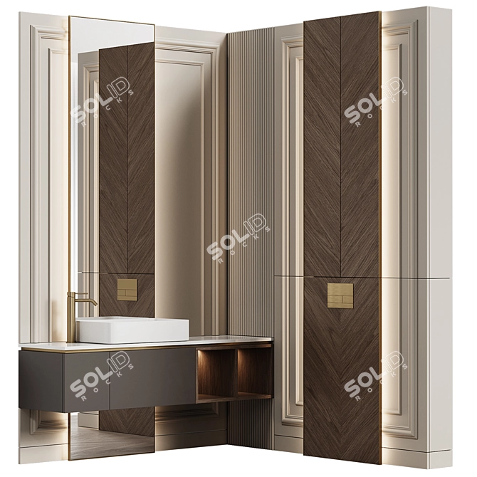 NeoClassical Modular Bathroom Furniture 3D model image 1