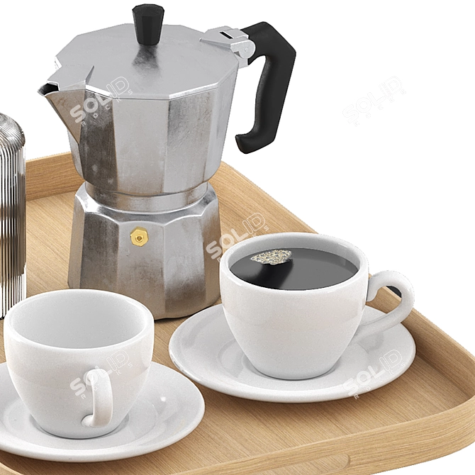 Rectangular Coffee Water Tray Set 3D model image 2