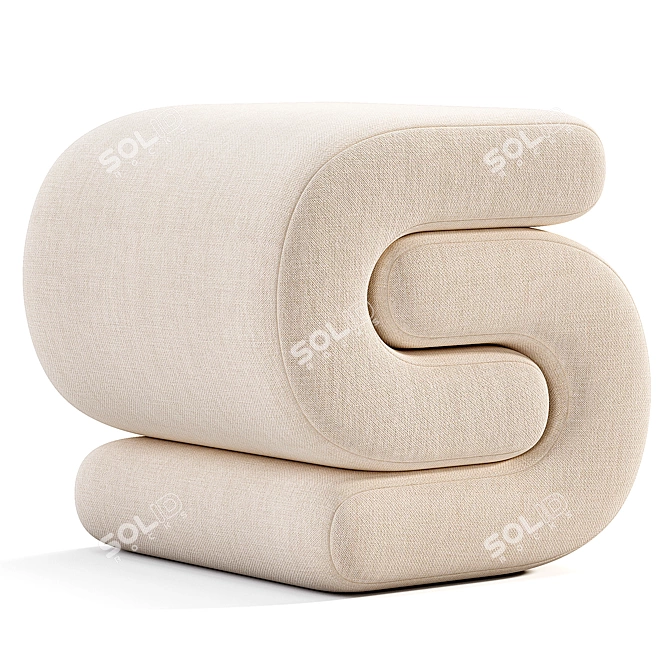 Elegant Jaszlyn Velvet Ottoman 3D model image 4