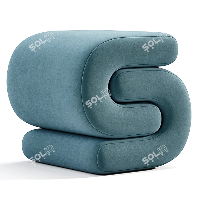 Elegant Jaszlyn Velvet Ottoman 3D model image 6