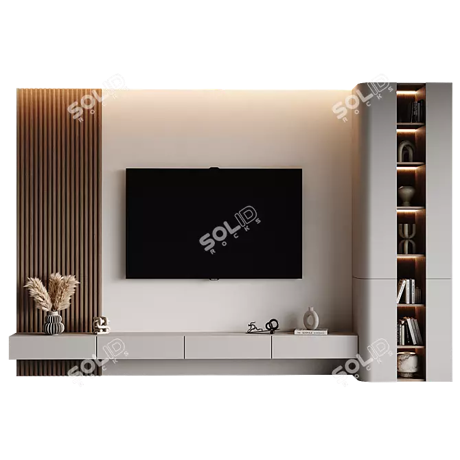 Modern Wall Mounted TV Set 3D model image 2