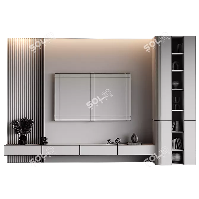 Modern Wall Mounted TV Set 3D model image 4