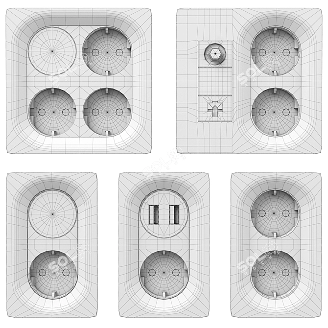 Modern 3D Electrical Socket Model 3D model image 6