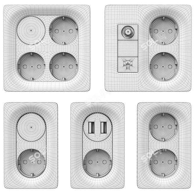 Modern 3D Electrical Socket Model 3D model image 7