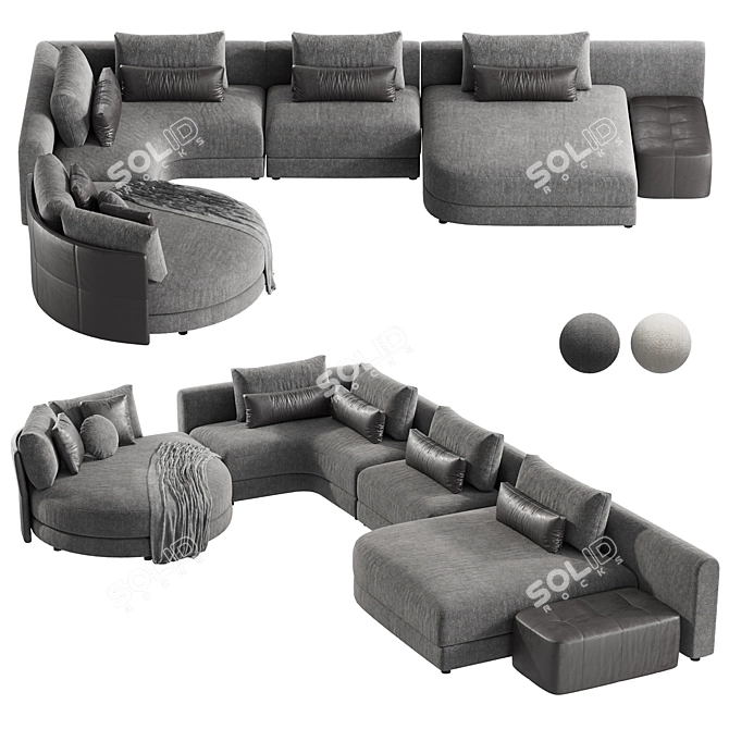 Elegant OASI Sofa in 3Ds 3D model image 4