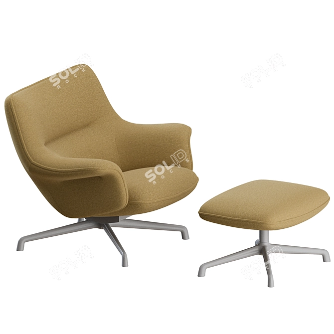 Muuto Doze Lounge Chair Ottoman Set 3D model image 7
