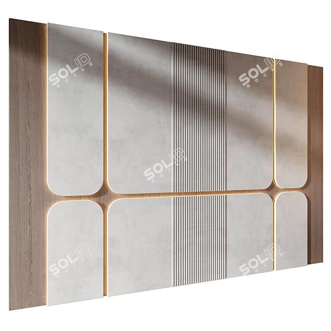 Russian Wood Wall Panels Set 3D model image 1