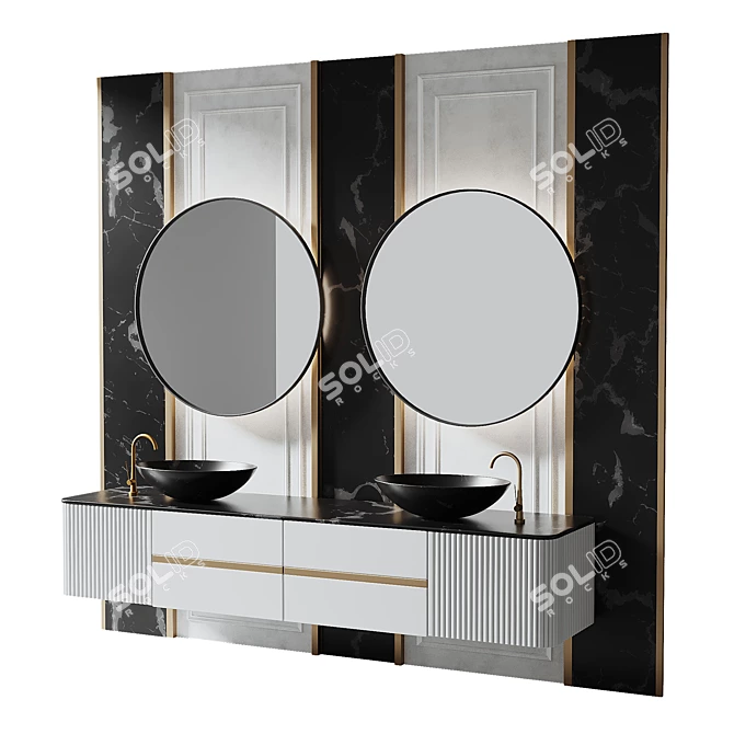 Modern Bathroom Vanity Set 3D model image 6