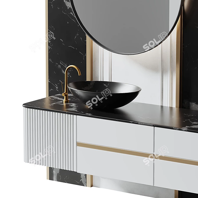 Modern Bathroom Vanity Set 3D model image 7