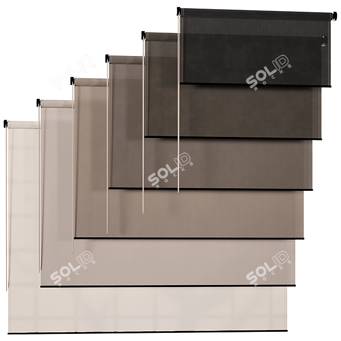 Six Color Fabric Roller Blinds 3D model image 1