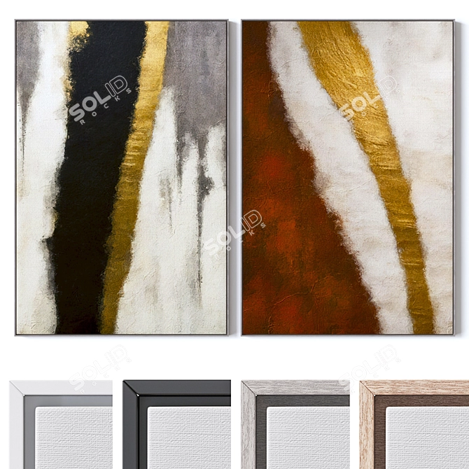 Modern Large Wall Paintings Set 3D model image 1