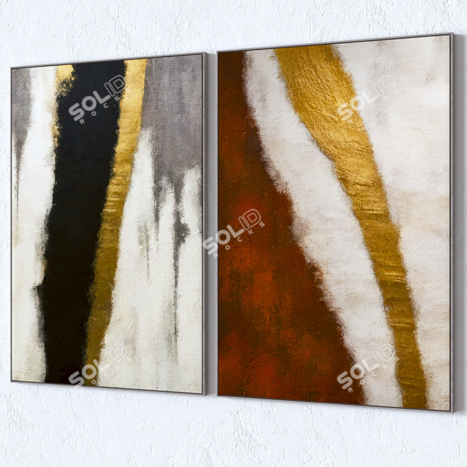 Modern Large Wall Paintings Set 3D model image 2